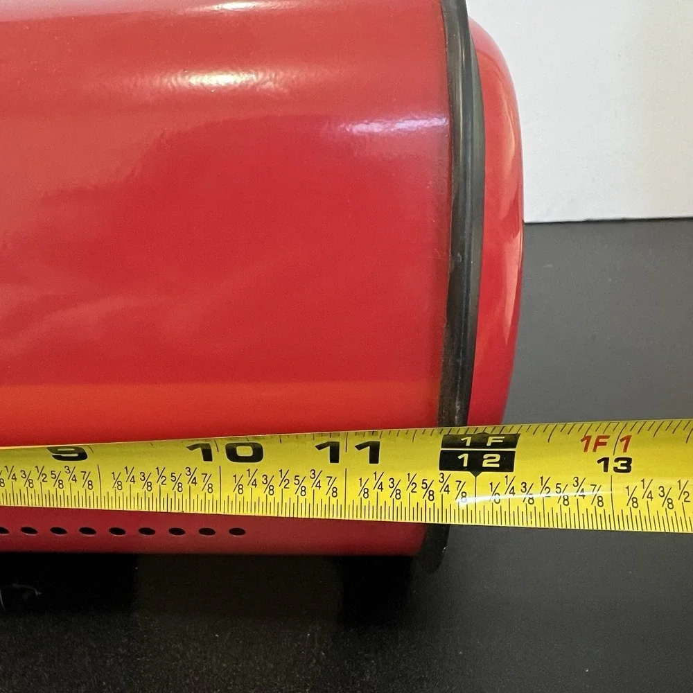 Retro Red Metal Roll Top Bread Box Fresh Bakery Coffee‎ Graphic Kitchen Storage